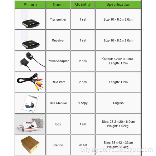 pat380 2.4G Wireless AV Sender Receiver 8 groups of selectable channels